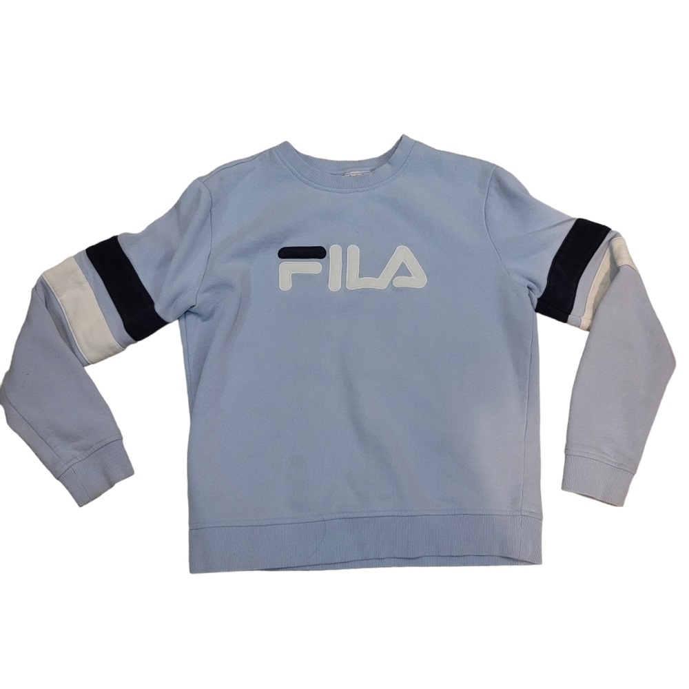 Fila Pullover Sweatshirt Womens Size Medium Blue Crew Neck with Logo